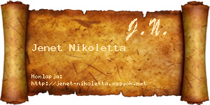 Jenet Nikoletta névjegykártya